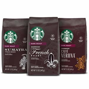 Starbucks Dark Roast Whole Bean Coffee Variety Pack 3 bags (12 oz. each) for $46 Starbucks Dark Roast Whole Bean Coffee Variety Pack 3 bags (12 oz. each) for $46