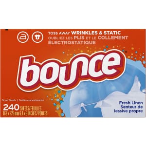 Bounce Fresh Linen Scented Fabric Softener Dryer Sheets 240-Pack for $5.90 via Sub & Save Bounce Fresh Linen Scented Fabric Softener Dryer Sheets 240-Pack for $5.90 via Sub & Save