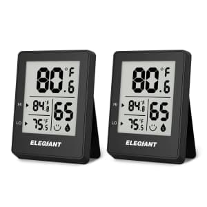 Elegiant Indoor Digital Temperature and Humidity Monitor 2-Pack for $7