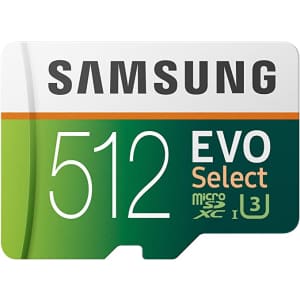 Samsung 512GB EVO Select UHS-I U3 microSDXC Card for $55 Samsung 512GB EVO Select UHS-I U3 microSDXC Card for $55
