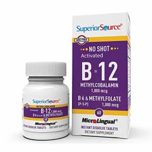 Superior Source No Shot Vitamin B12 Methylcobalamin (1000 mcg), Methylfolate, B6, Quick Dissolve for $24