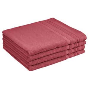 Amazon Basics Cosmetic Friendly Bath Towel 4-Pack, Raspberry Parade for $23