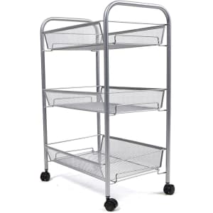 Mind Reader 3-Shelf Metal Mesh Rolling Cart for $24 Mind Reader 3-Shelf Metal Mesh Rolling Cart for $24