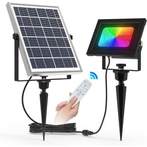 Mslgitluz 60-LED Solar RGB Flood Light for $24