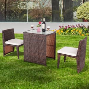 Costway 3-Piece Cushioned Outdoor Wicker Patio Set for $179 Costway 3-Piece Cushioned Outdoor Wicker Patio Set for $179