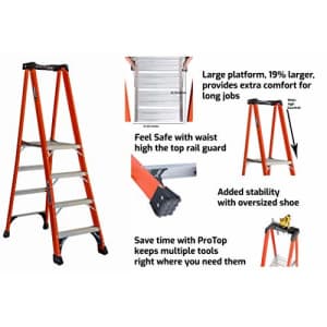Louisville Ladder FXP1804HD Fiberglass Pro Platform Ladder, Type IAA, 375-Pound Load Capacity, for $415 Louisville Ladder FXP1804HD Fiberglass Pro Platform Ladder, Type IAA, 375-Pound Load Capacity, for $415