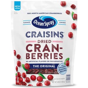 Ocean Spray Craisins Dried Cranberries 48-oz. Bag for $6.35 via Sub & Save Ocean Spray Craisins Dried Cranberries 48-oz. Bag for $6.35 via Sub & Save
