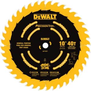 DEWALT 10-Inch Miter / Table Saw Blade, ATB, Ripping and Crosscutting, 5/8-Inch Arbor, Tough Coat, for $30