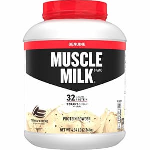 Muscle Milk Genuine Protein Powder, Cookies 'N Crme, 32g Protein, 4.94 Pound, 32 Servings for $48 Muscle Milk Genuine Protein Powder, Cookies 'N Crme, 32g Protein, 4.94 Pound, 32 Servings for $48