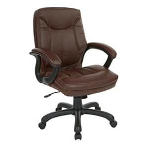 Office Star Bonded Leather Seat and Mid Back Executive's Chair with Padded Arms and Contrast for $209