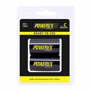 Powerex Low Self-Discharge Precharged C Rechargeable NiMH Batteries - 1.2V, 5000mAh, 2-Pack (MHRCP2) for $21