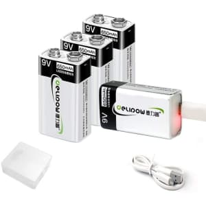 Delipow 9V 650mAh USB Rechargeable Battery 4-Pack for $14 Delipow 9V 650mAh USB Rechargeable Battery 4-Pack for $14