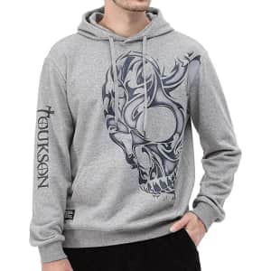 Toukson Men's Big Skull Print Hooded Sweatshirt for $20