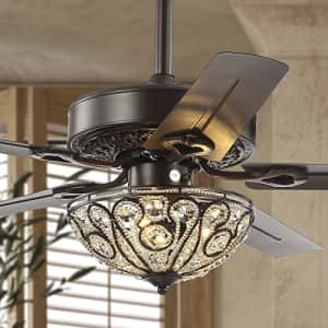 JONATHAN Y JYL9704A Classic Ali 3-Light Fandelier with Remote, Wrought Iron LED Ceiling Fan, 48", for $342