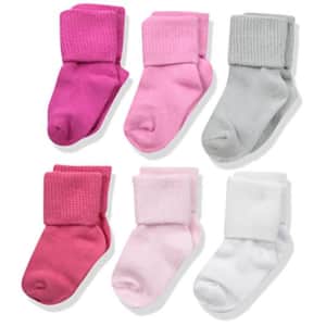 Luvable Friends Unisex Baby Newborn and Baby Socks Set, Coral Pink, 6-12 Months for $12