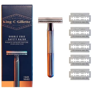 King C. Gillette Double Edge Safety Razor w/ 5 Refills for $10