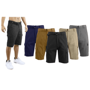 Men's Cotton Cargo Shorts w/ Belt 2-Pack for $29