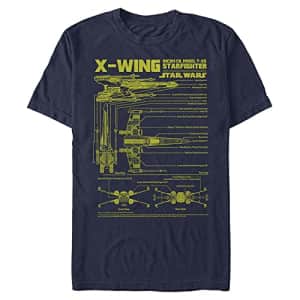 Star Wars Men's X-Wing Schematics T-Shirt, Navy Blue, 4X-Large for $20