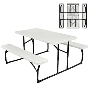 Giantex Folding Picnic Table Bench Set, Outdoor Dining Table Set, Large Camping Table for Patio for $176