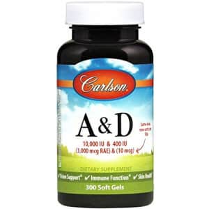 Carlson Labs Vitamin A and D, 10000/400 IU, 300 Softgels for $20