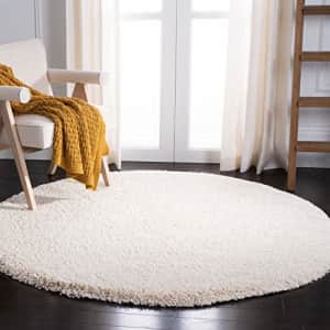 SAFAVIEH Milan Shag Collection 5'1" x 5'1" Round Ivory SG180 Solid Non-Shedding Living Room Bedroom for $171 SAFAVIEH Milan Shag Collection 5'1" x 5'1" Round Ivory SG180 Solid Non-Shedding Living Room Bedroom for $171