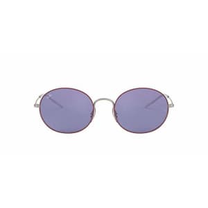 Ray-Ban Unisex-Adult RB3594 Beat Sunglasses, Burgundy On Silver/Violet Mirror, 53 mm for $120