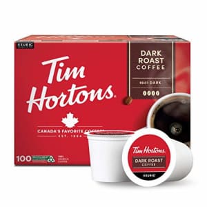 Tim Hortons Dark Roast Coffee, Single-Serve K-Cup Pods Compatible with Keurig Brewers, 100ct K-Cups for $36
