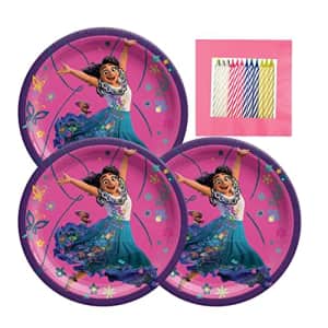 Disney Encanto Party Supplies Pack Serves 16: Dessert Plates and Luncheon Napkins with Birthday for $10