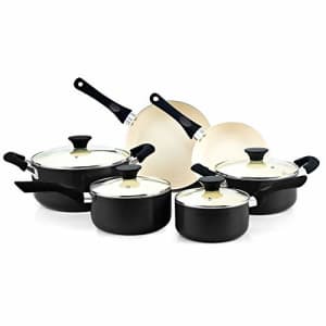 Cook N Home Ceramic coating cookware set, 10-Piece, Black for $80