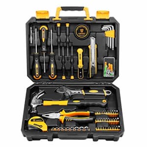 DEKOPRO 100 Piece Tool Set Home Repair Tool Kit,Plastic Tool Box Storage with General Household for $50