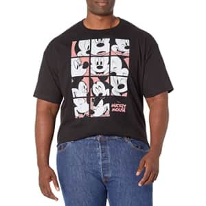 Disney Big & Tall Classic Mickey Mouse Expression Grid Men's Tops Short Sleeve Tee Shirt, Black, for $29