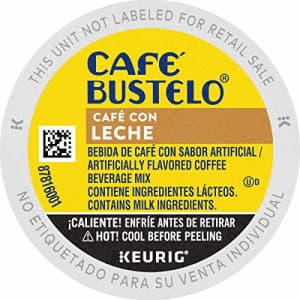 Cafe Bustelo Caf Bustelo Caf con Leche Flavored Espresso Style Coffee, 60 Keurig K-Cup Pods for $66 Cafe Bustelo Caf Bustelo Caf con Leche Flavored Espresso Style Coffee, 60 Keurig K-Cup Pods for $66