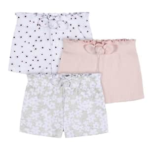 Gerber Girls' Toddler 3-Pack Pull-On Knit Shorts, Pink Floral, 3T for $16