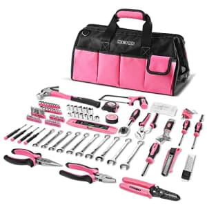 DEKOPRO Pink Tool Set for Women Ladies Girls, 226-Piece Household Hand Tool Kit with Wide Mouth for $60