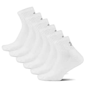 Under Armour Adult Cotton Quarter Socks, Multipairs, White/Gray (6-Pairs), Large for $26
