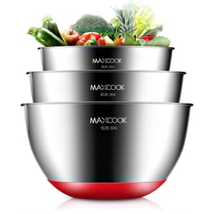 Maxcook 3-Piece Stainless Steel Salad Bowl Set for $28 Maxcook 3-Piece Stainless Steel Salad Bowl Set for $28