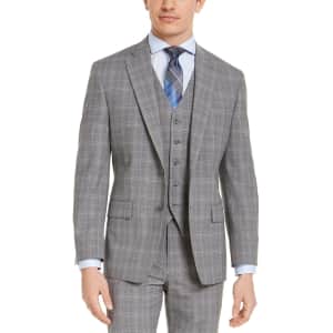 Michael Kors Men's Classic-Fit Airsoft Stretch Gray Plaid Wool Suit Jacket for $45 Michael Kors Men's Classic-Fit Airsoft Stretch Gray Plaid Wool Suit Jacket for $45