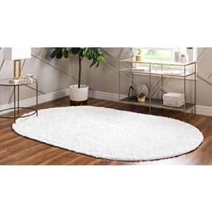Unique Loom Davos Shag Collection Contemporary Soft Cozy Solid Shag Ivory Oval Rug (3' 3 x 5' 3) for $41 Unique Loom Davos Shag Collection Contemporary Soft Cozy Solid Shag Ivory Oval Rug (3' 3 x 5' 3) for $41