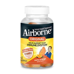 Airborne Vitamin C 750mg (per serving) - Zesty Orange Gummies (42 count in a bottle), Gluten-Free for $9