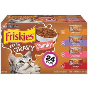 Purina Friskies Extra Gravy Chunky Wet Cat Food Variety Pack 24-Pack 5.5-Oz. Cans for $14 Purina Friskies Extra Gravy Chunky Wet Cat Food Variety Pack 24-Pack 5.5-Oz. Cans for $14