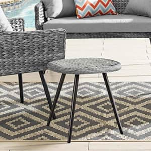 Modway Endeavor Wicker Rattan Aluminum Glass Outdoor Patio Side End Table in Gray for $138