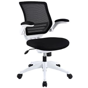 Modway Edge Mesh Back and Black Mesh Seat Office Chair With White Base And Flip-Up Arms in Black for $152