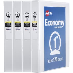 Avery 1" Economy View 3-Ring Binder 4-Pack for $16