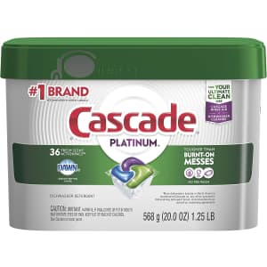 Cascade Platinum Dishwasher Pods 36-Ct. Tub for $11 Cascade Platinum Dishwasher Pods 36-Ct. Tub for $11