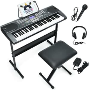 Costway 61-Key Electronic Keyboard with Bench and Headphones for $99