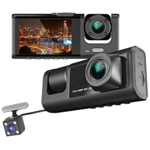 1080p 3-Camera Car Dash Cam for $25