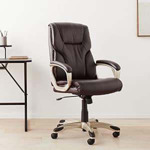 Amazon Basics High-Back Executive, Swivel, Adjustable Office Desk Chair with Casters, Brown Bonded for $137 Amazon Basics High-Back Executive, Swivel, Adjustable Office Desk Chair with Casters, Brown Bonded for $137