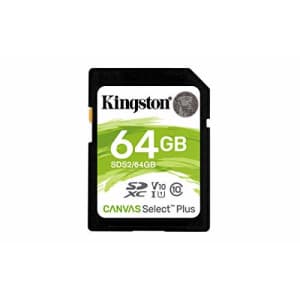 Kingston 64GB SDXC Canvas Select Plus 100MB/s Read Class 10 UHS-I U1 V10 Memory Card (SDS2/64GB) for $13