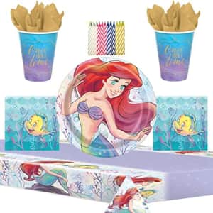 Disney The Little Mermaid Ariel Party Supplies Pack Serves 16: Dinner Plates Luncheon Napkins Cups for $18