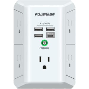 Poweriver Multi-Plug USB Wall Outlet Adapter for $12